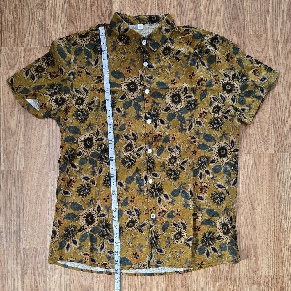Floral Mustard Short Sleeve Shirt - Picture 2 of 6